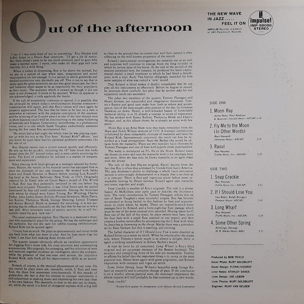 Roy Haynes Quartet - Out Of The Afternoon (Vinyl, LP, Album, Promo, Reissue, Stereo) Very Good Plus (VG+) / Very Good (VG)