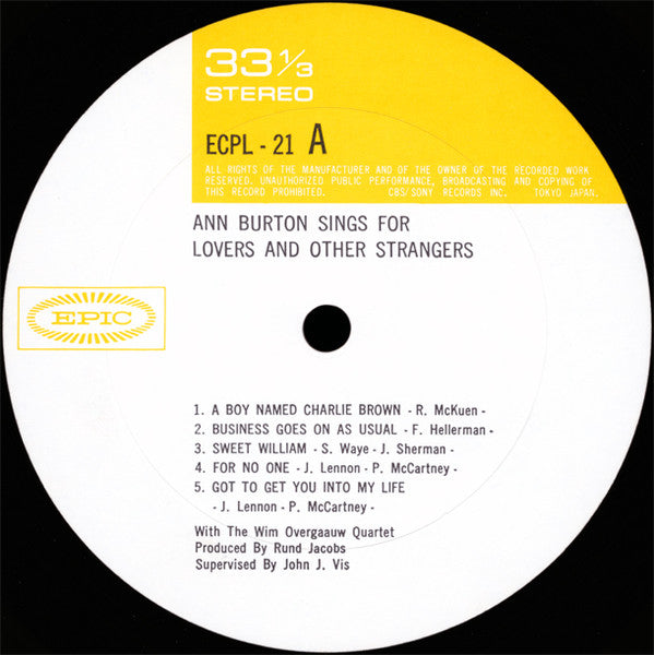 Ann Burton - Ann Burton Sings For Lovers And Other Strangers (Vinyl, LP, Stereo) Very Good Plus (VG+) / Very Good (VG)