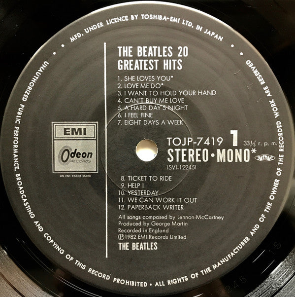 The Beatles - 20 Greatest Hits (Vinyl, LP, Compilation, Stereo, Mono) Near Mint (NM or M-) / Near Mint (NM or M-)