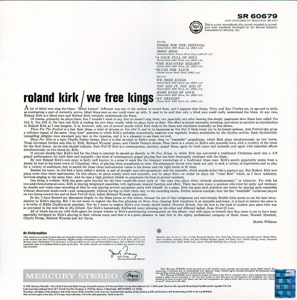 Roland Kirk - We Free Kings (Vinyl, LP, Album, Reissue, Stereo) Very Good Plus (VG+) / Very Good Plus (VG+)