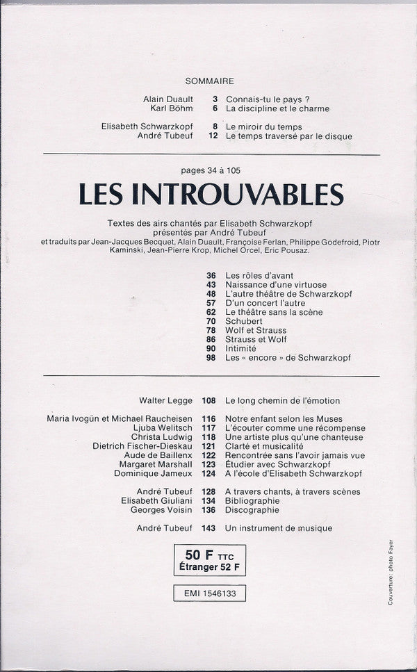 Elisabeth Schwarzkopf - Les Introuvables (5xVinyl, Box Set, LP, Compilation, Stereo, Mono, Limited Edition, Special Edition) Near Mint (NM or M-) / Very Good Plus (VG+)