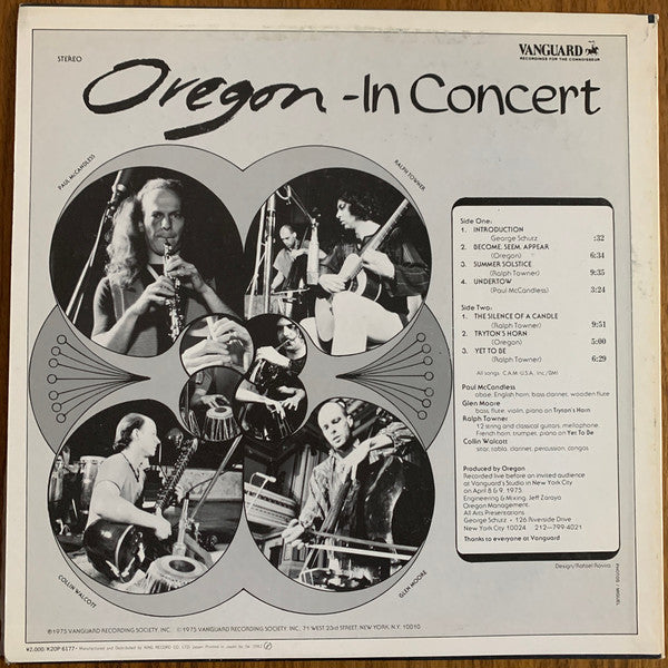 Oregon - In Concert (Vinyl, LP, Album, Reissue) Very Good (VG) / Very Good Plus (VG+)