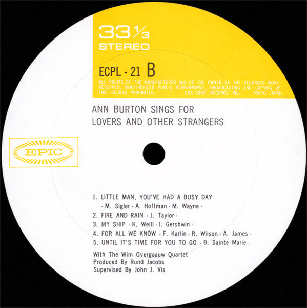 Ann Burton - Ann Burton Sings For Lovers And Other Strangers (Vinyl, LP, Stereo) Very Good Plus (VG+) / Very Good (VG)