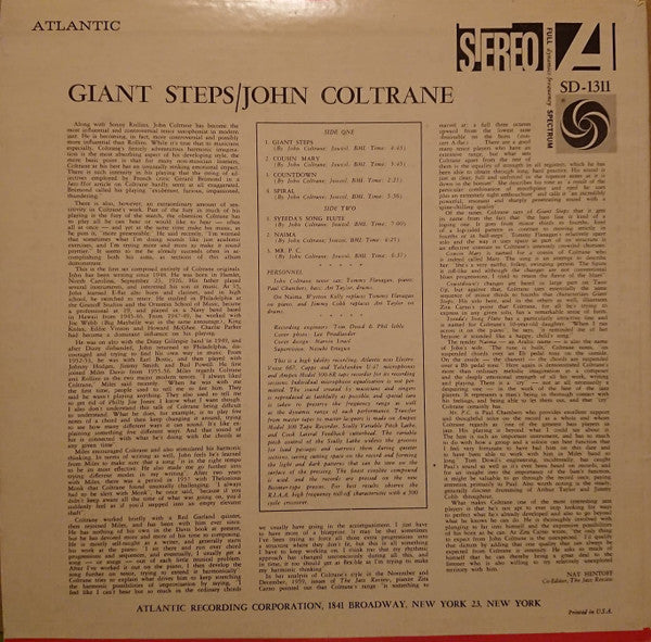 John Coltrane - Giant Steps (Vinyl, LP, Album, Reissue, Stereo) Very Good (VG) / Very Good (VG)