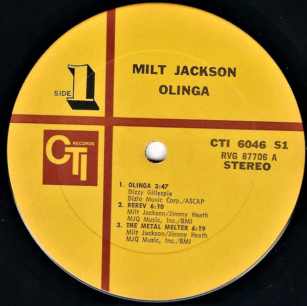 Milt Jackson - Olinga (Vinyl, LP, Album) Very Good (VG) / Very Good Plus (VG+)