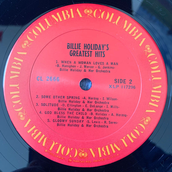 Billie Holiday - Billie Holiday's Greatest Hits (Vinyl, LP, Compilation, Reissue, Mono) Very Good (VG) / Good Plus (G+)