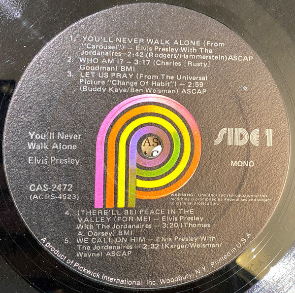 Elvis Presley - You'll Never Walk Alone (Vinyl, LP, Album, Compilation, Reissue) Very Good (VG) / Very Good Plus (VG+)
