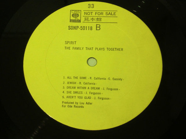 Spirit (8) - The Family That Plays Together (Vinyl, LP, Album, Promo) Very Good Plus (VG+) / Very Good (VG)