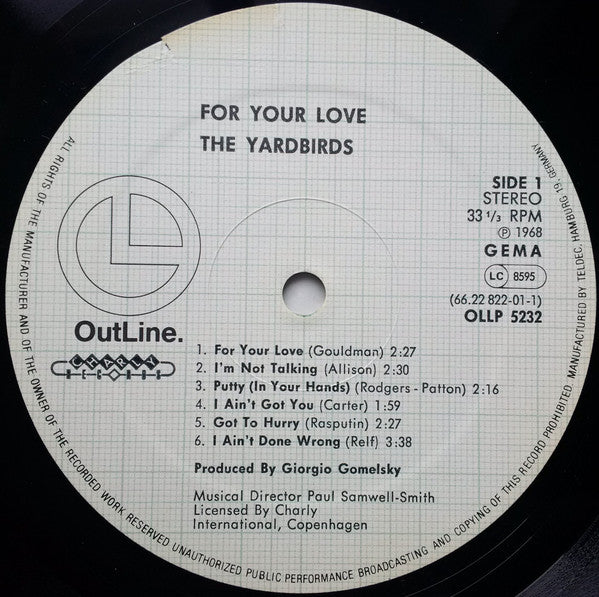 The Yardbirds - For Your Love (Vinyl, LP, Album, Stereo, Reissue) Very Good Plus (VG+) / Very Good Plus (VG+)