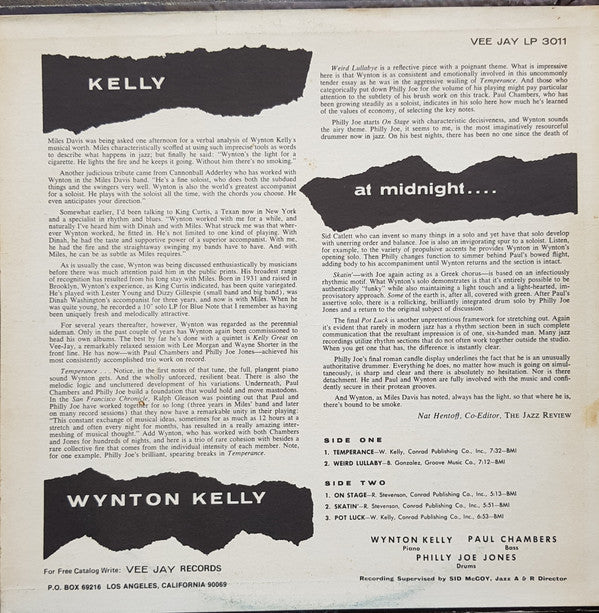 Wynton Kelly - Kelly At Midnight (Vinyl, LP, Album, Reissue) Very Good (VG) / Very Good Plus (VG+)