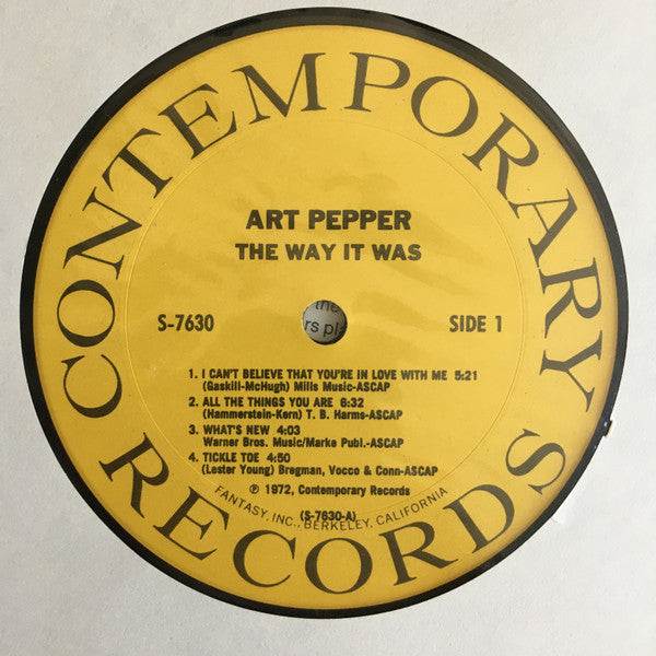 Art Pepper - ...The Way It Was! (Vinyl, LP, Album, Reissue) Near Mint (NM or M-) / Very Good Plus (VG+)