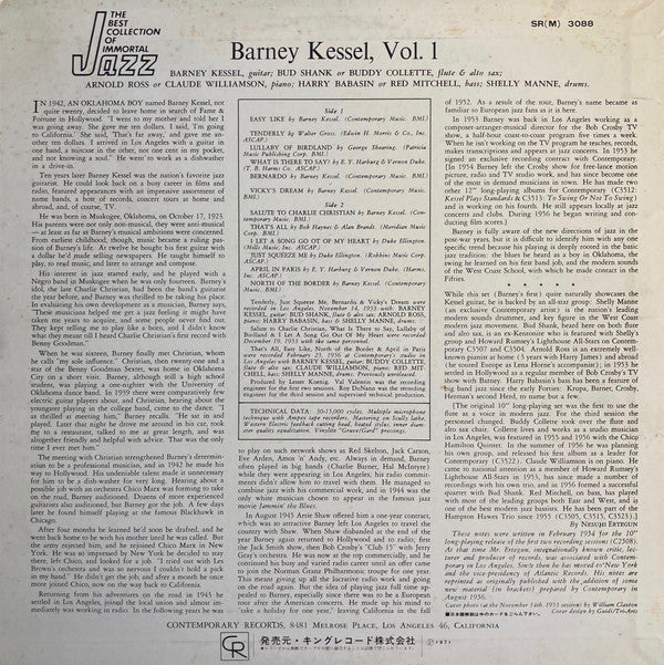 Barney Kessel - 'Easy Like' Barney Kessel Volume 1 (Vinyl, LP, Album, Reissue, Mono) Good Plus (G+) / Good (G)