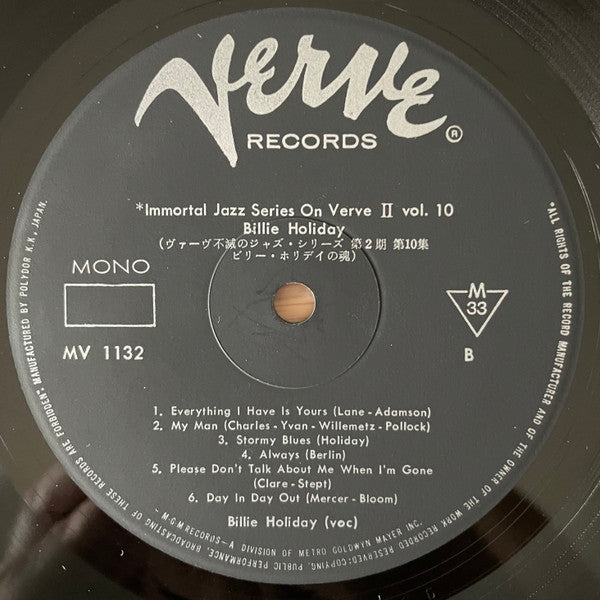 Billie Holiday - Immortal Jazz Series On Verve II Vol.10 (Vinyl, LP, Compilation, Mono) Very Good (VG) / Poor (P)