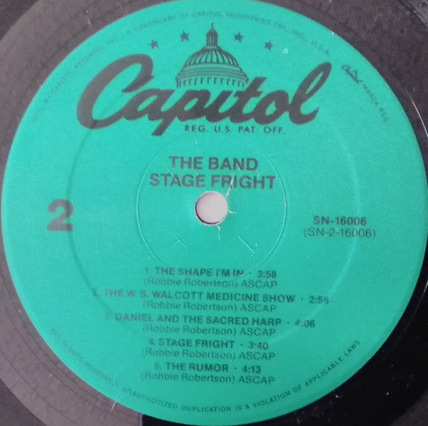 The Band - Stage Fright (Vinyl, LP, Album, Reissue) Near Mint (NM or M-) / Near Mint (NM or M-)