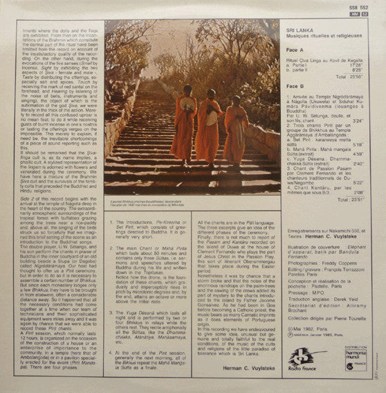 Various - Sri Lanka Musiques Rituelles Et Religieuses (Vinyl, LP, Reissue) Near Mint (NM or M-) / Near Mint (NM or M-)