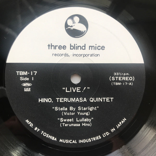 Terumasa Hino Quintet - Live! = ライブ! (Vinyl, LP, Album, Stereo) Near Mint (NM or M-) / Very Good (VG)
