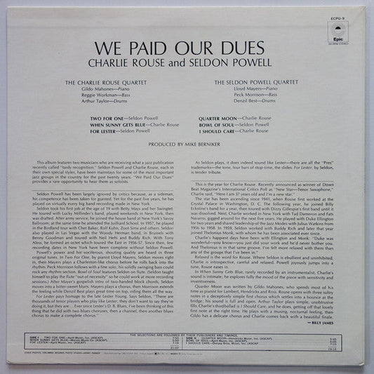 Charlie Rouse - We Paid Our Dues! (Vinyl, LP, Album, Stereo) Very Good Plus (VG+) / Very Good Plus (VG+)