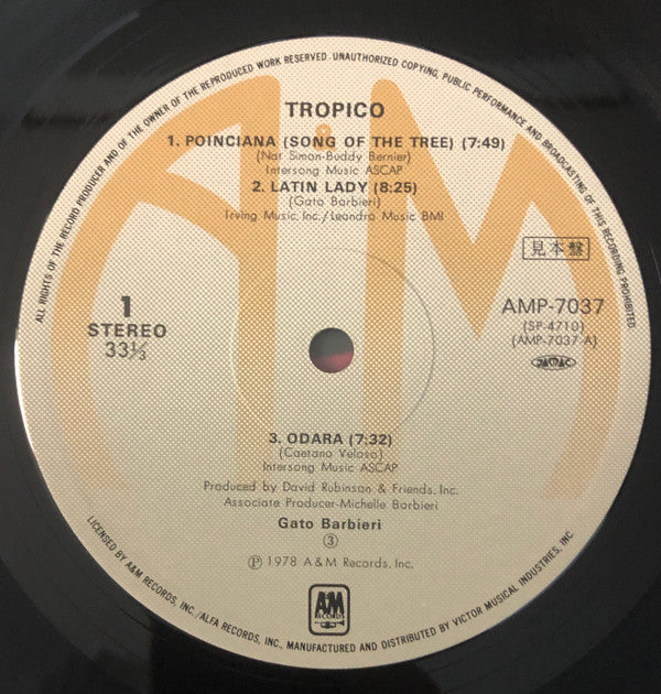 Gato Barbieri - Tropico (Vinyl, LP, Album, Promo, Stereo) Very Good (VG) / Very Good Plus (VG+)