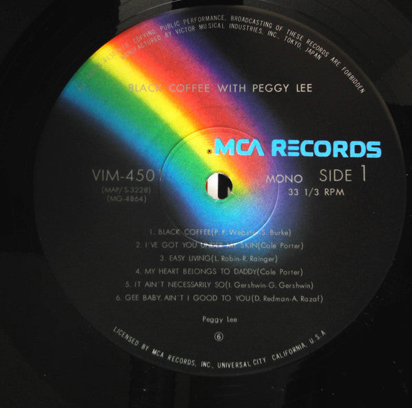 Peggy Lee - Black Coffee (Vinyl, LP, Mono, Reissue) Very Good Plus (VG+) / Very Good Plus (VG+)