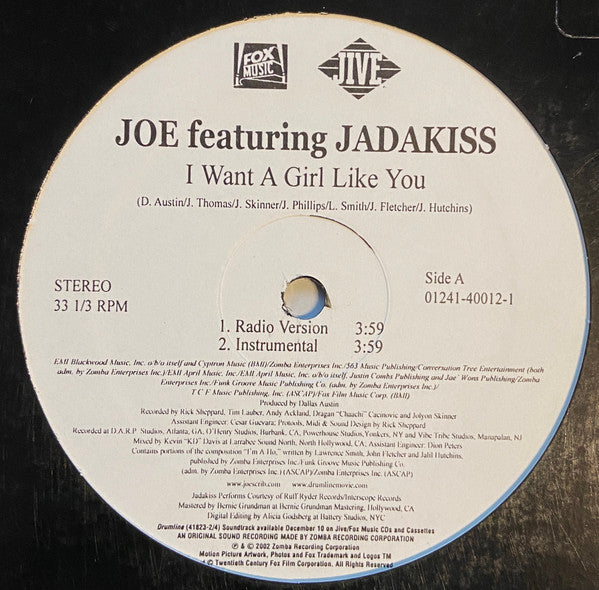Joe - I Want A Girl Like You (Vinyl, 12", 33 ⅓ RPM) Very Good Plus (VG+) / Very Good Plus (VG+)