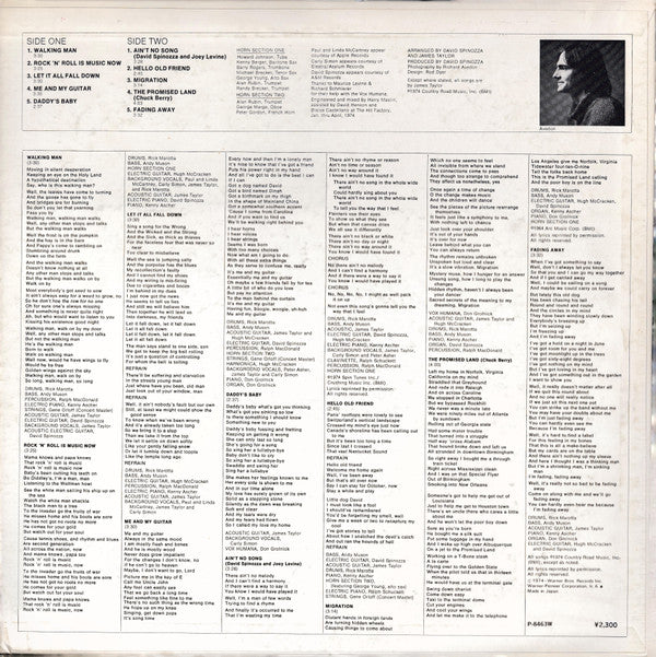 James Taylor (2) - Walking Man (Vinyl, LP, Album) Very Good (VG) / Very Good Plus (VG+)