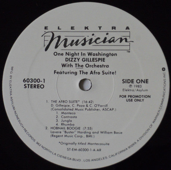 Dizzy Gillespie - One Night In Washington (Vinyl, LP, Album, Promo) Very Good Plus (VG+) / Near Mint (NM or M-)