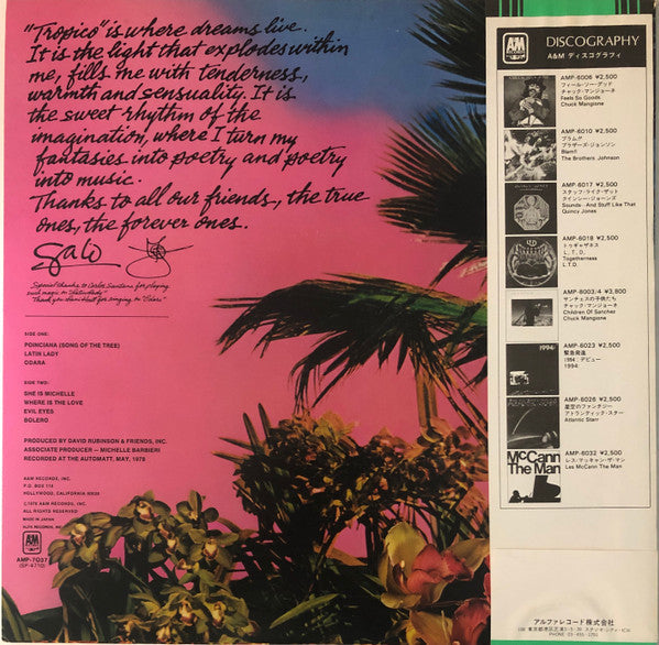 Gato Barbieri - Tropico (Vinyl, LP, Album, Promo, Stereo) Very Good (VG) / Very Good Plus (VG+)