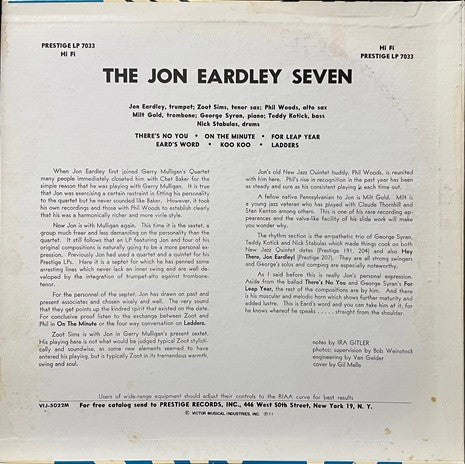 Jon Eardley - The Jon Eardley Seven (Vinyl, LP, Album, Promo, Reissue, Mono) Very Good (VG) / Good Plus (G+)