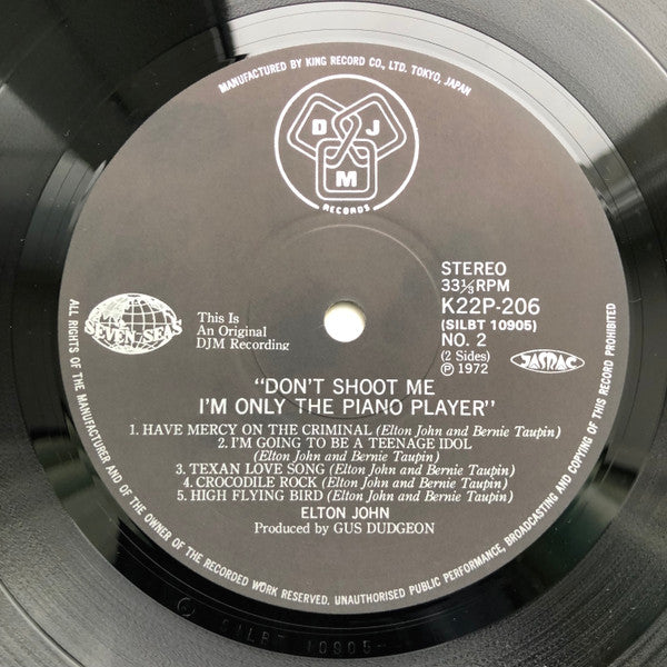 Elton John - Don’t Shoot Me I’m Only the Piano Player (Vinyl, LP, Album, Reissue, Stereo) Very Good (VG) / Very Good Plus (VG+)