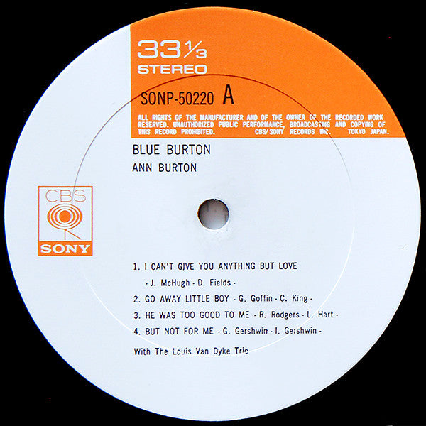 Ann Burton - Blue Burton (Vinyl, LP, Album, Reissue) Very Good Plus (VG+) / Very Good (VG)
