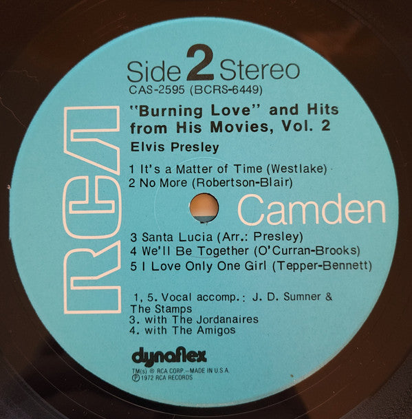 Elvis Presley - Burning Love And Hits From His Movies Vol. 2 (Vinyl, LP, Compilation, Stereo) Very Good (VG) / Good Plus (G+)