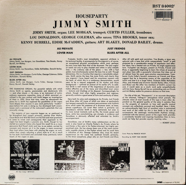 Jimmy Smith - House Party (Vinyl, LP, Album, Reissue, Remastered, Stereo) Very Good Plus (VG+) / Very Good (VG)