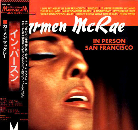 Carmen McRae - In Person / San Francisco (Vinyl, LP, Album, Reissue, Stereo) Very Good Plus (VG+) / Very Good Plus (VG+)