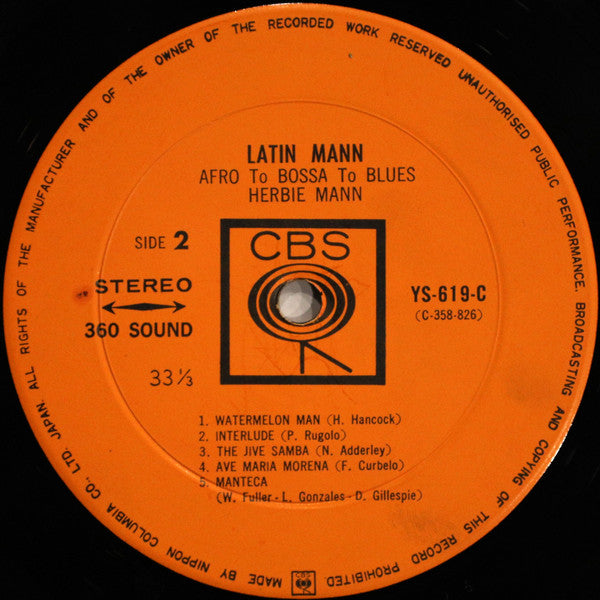 Herbie Mann - Latin Mann (Afro To Bossa To Blues) (Vinyl, LP, Album, Stereo) Very Good Plus (VG+) / Very Good (VG)