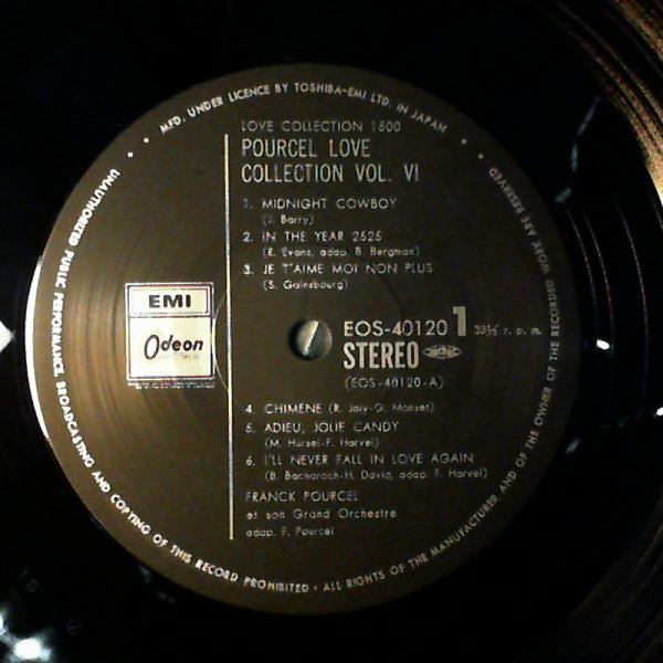 Franck Pourcel Et Son Grand Orchestre - Pourcel Love Collection Vol. 6 - I'll Never Fall In Love Again (Vinyl, LP, Album) Very Good Plus (VG+) / Very Good (VG)