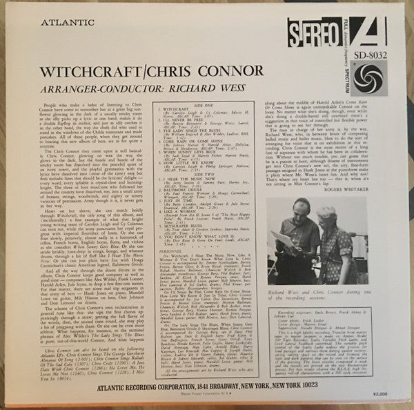 Chris Connor - Witchcraft (Vinyl, LP, Album, Stereo)
