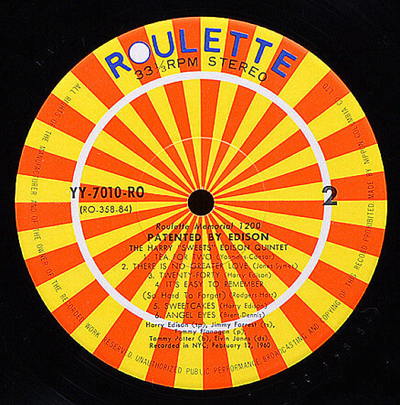 The Harry "Sweets" Edison Quintet - Patented By Edison (Vinyl, LP, Album, Reissue, Stereo) Good Plus (G+) / Very Good Plus (VG+)