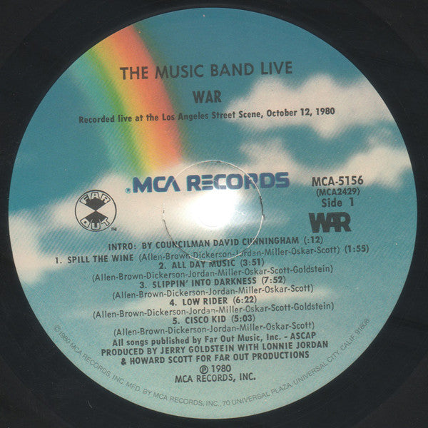 War - The Music Band Live (Vinyl, LP, Album) Good Plus (G+) / Very Good (VG)