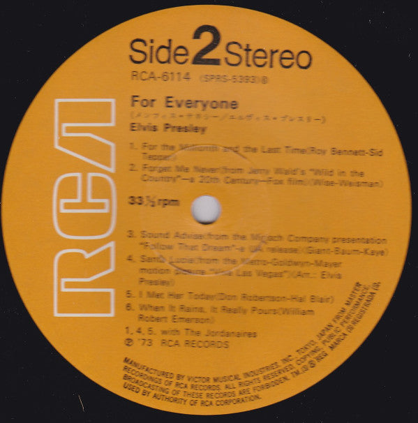 Elvis Presley - Elvis For Everyone! (Vinyl, LP, Album, Reissue, Stereo) Very Good Plus (VG+) / Very Good Plus (VG+)