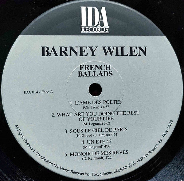 Barney Wilen - French Ballads (Vinyl, LP, Album, Limited Edition, Reissue, Remastered, Stereo) Very Good (VG) / Very Good (VG)