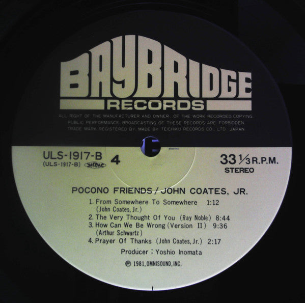 John Coates, Jr - Pocono Friends (2xVinyl, LP, Album, Stereo) Very Good Plus (VG+) / Very Good Plus (VG+)