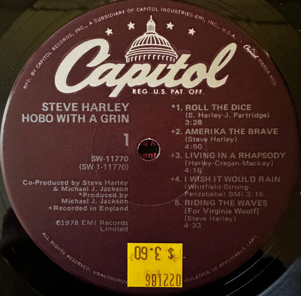 Steve Harley - Hobo With A Grin (Vinyl, LP, Album) Very Good Plus (VG+) / Very Good Plus (VG+)