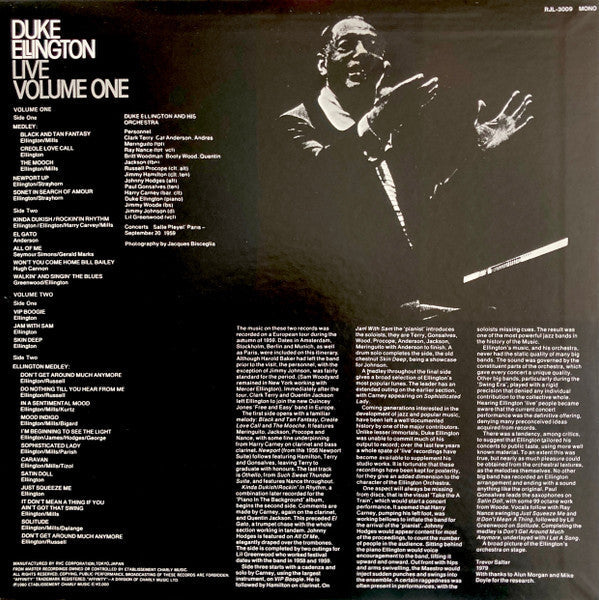 Duke Ellington - Live Volume One (Vinyl, LP, Album, Reissue, Mono) Very Good Plus (VG+) / Very Good Plus (VG+)