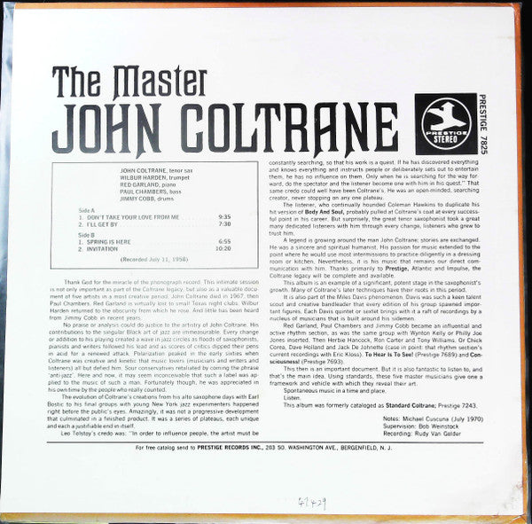 John Coltrane - The Master (Vinyl, LP, Album, Reissue, Remastered, Repress) Very Good Plus (VG+) / Very Good Plus (VG+)
