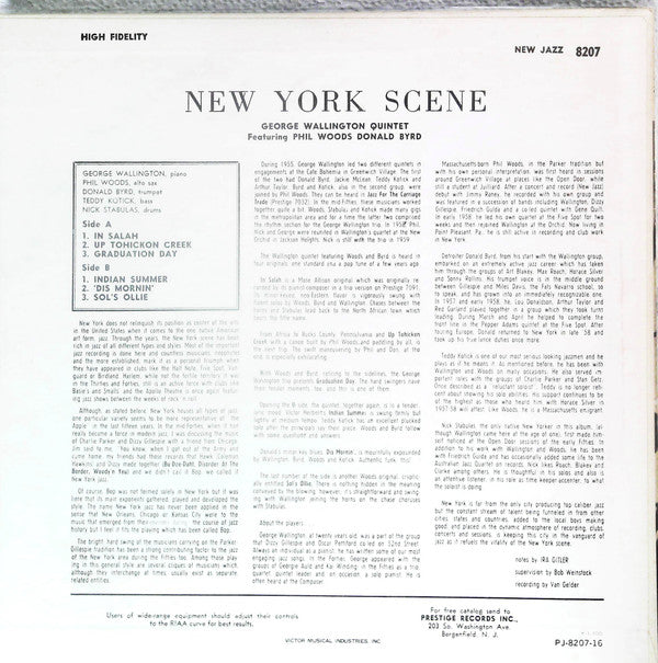 George Wallington Quintet - The New York Scene (Vinyl, LP, Album, Promo, Reissue, Mono) Very Good Plus (VG+) / Very Good (VG)