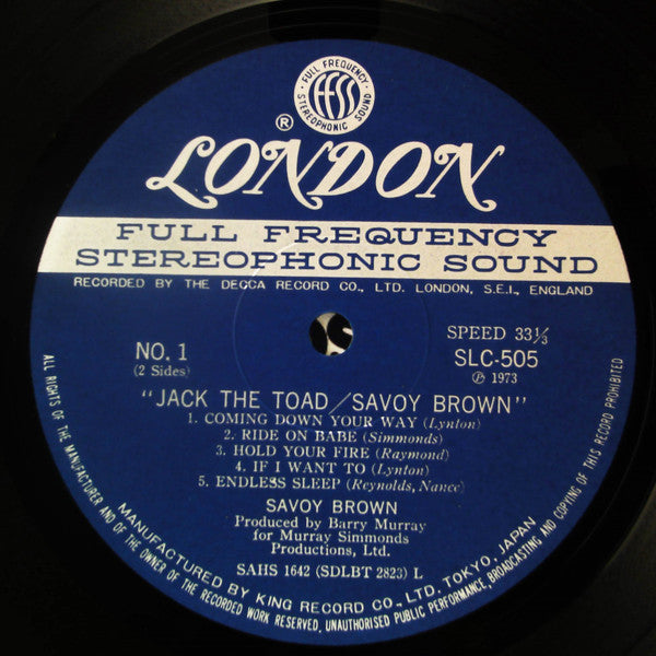Savoy Brown - Jack The Toad (Vinyl, LP, Album, Stereo) Very Good Plus (VG+) / Very Good Plus (VG+)