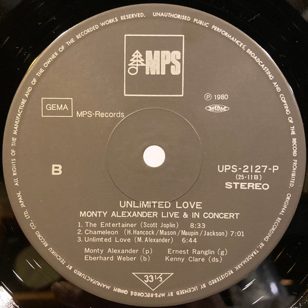 Monty Alexander - Unlimited Love (Live & In Concert) (Vinyl, LP, Album, Reissue, Stereo) Very Good Plus (VG+) / Very Good Plus (VG+)