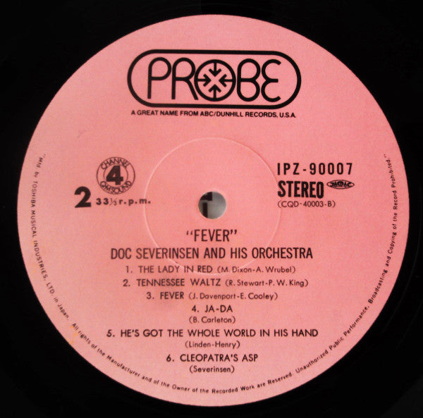 Doc Severinsen And His Orchestra - Fever! (Vinyl, LP, Album, Transcription, Quadraphonic) Very Good Plus (VG+) / Very Good (VG)