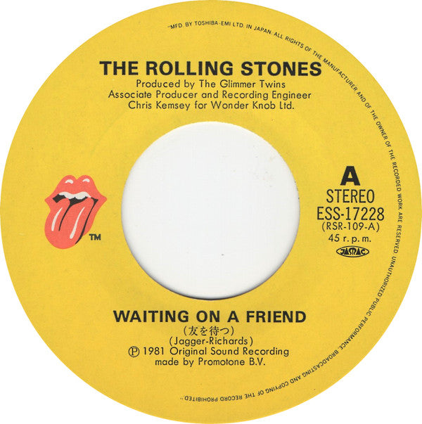 The Rolling Stones - Waiting On A Friend (Vinyl, 7", 45 RPM, Stereo) Very Good Plus (VG+) / Very Good Plus (VG+)