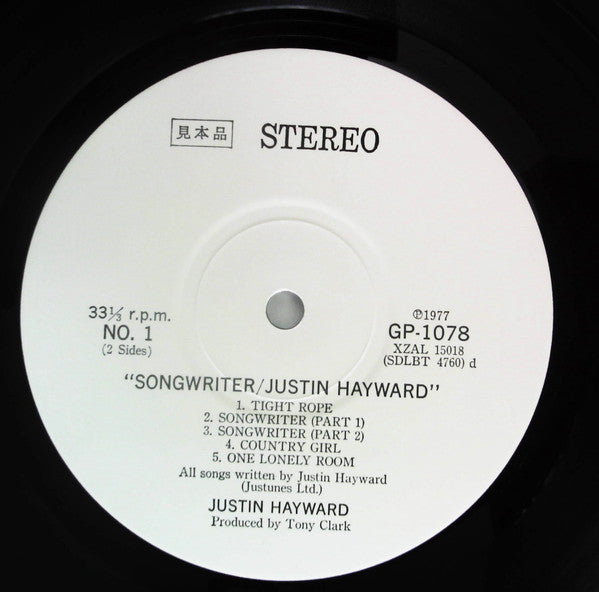 Justin Hayward - Songwriter (Vinyl, LP, Album, Promo) Near Mint (NM or M-) / Very Good Plus (VG+)